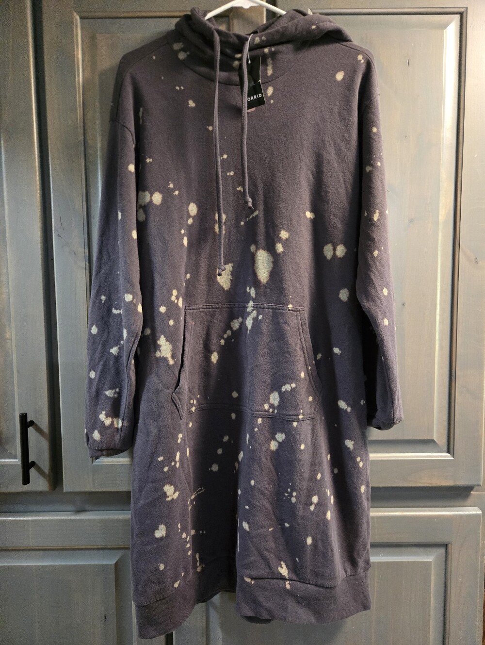 Torrid Lovesick Bleached Hoodie Dress with Front Pocket Sz 0 NWT